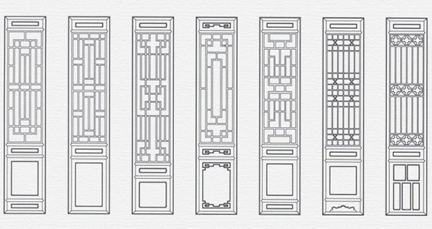 理县常用中式仿古花窗图案隔断设计图