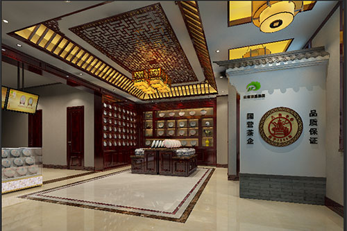 理县古朴典雅的中式茶叶店大堂设计效果图